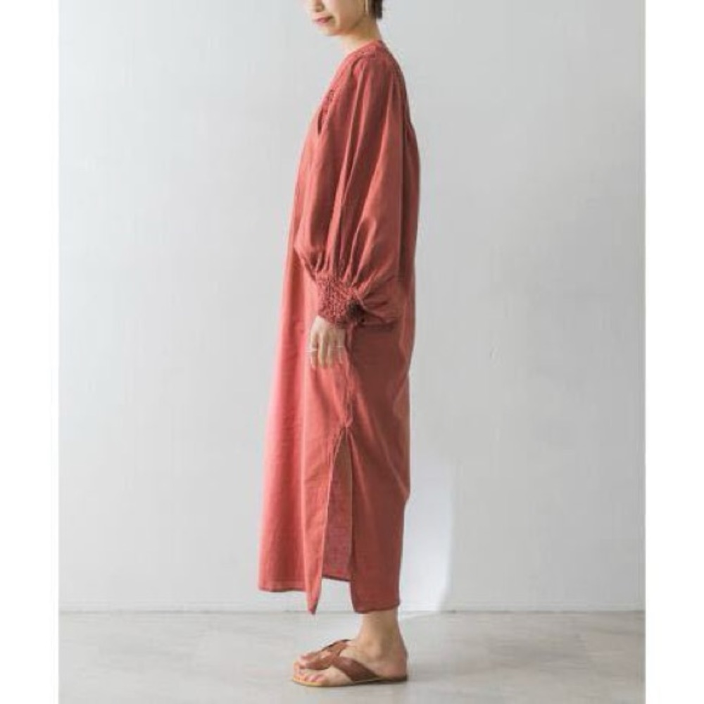Kiira cotton linen smocking tuck dress free size - Picture 4 of 14